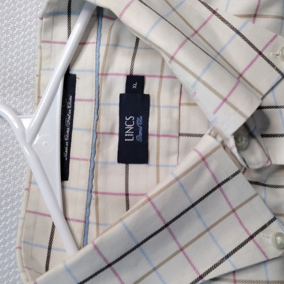 Linc's Men's Short Sleeve Shirt Size L Plaid White with Stripes - Picture 3 of 11
